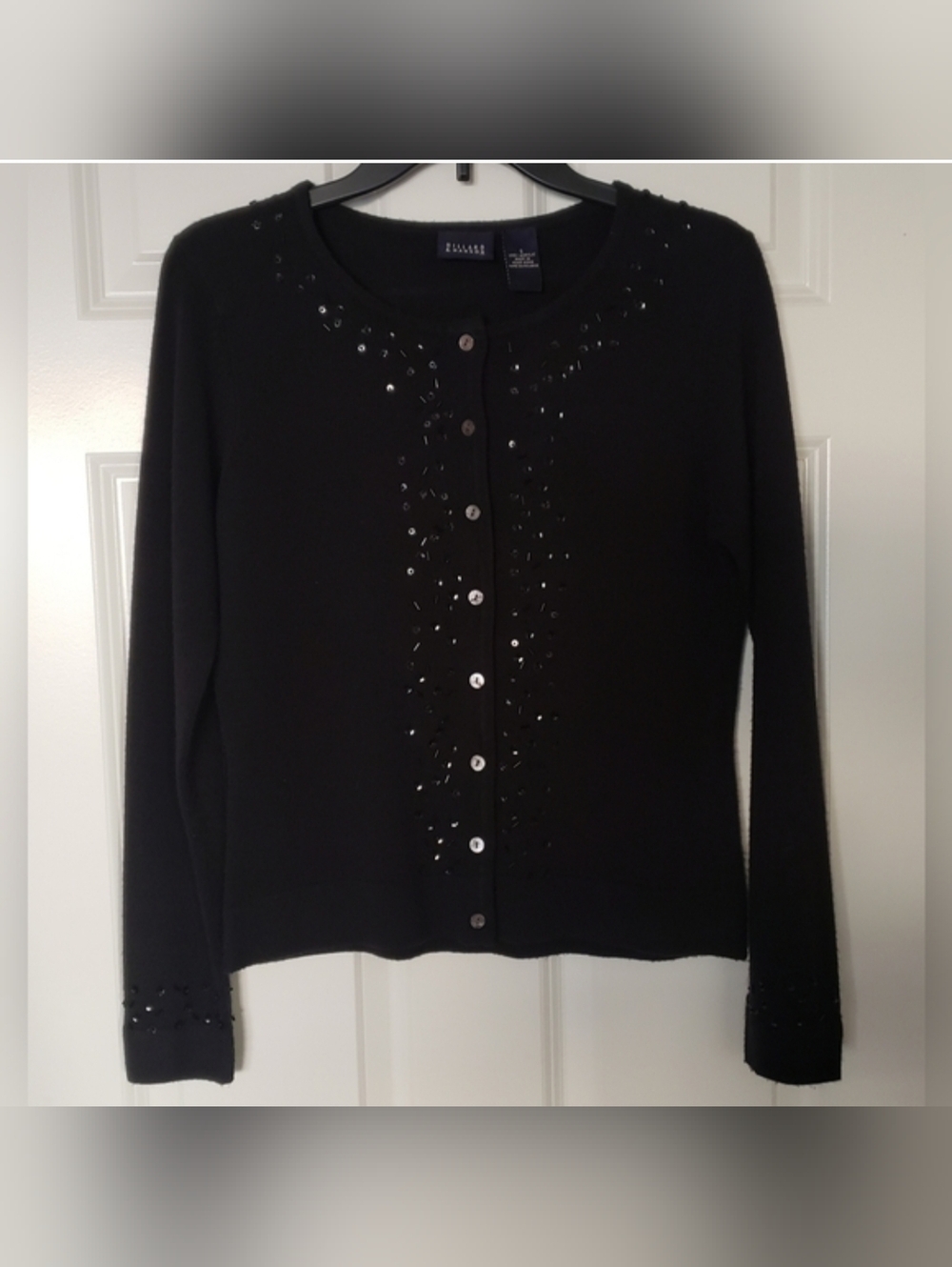 HILLARD &HANSON BEADED BLACK SWEATER IN SIZE S